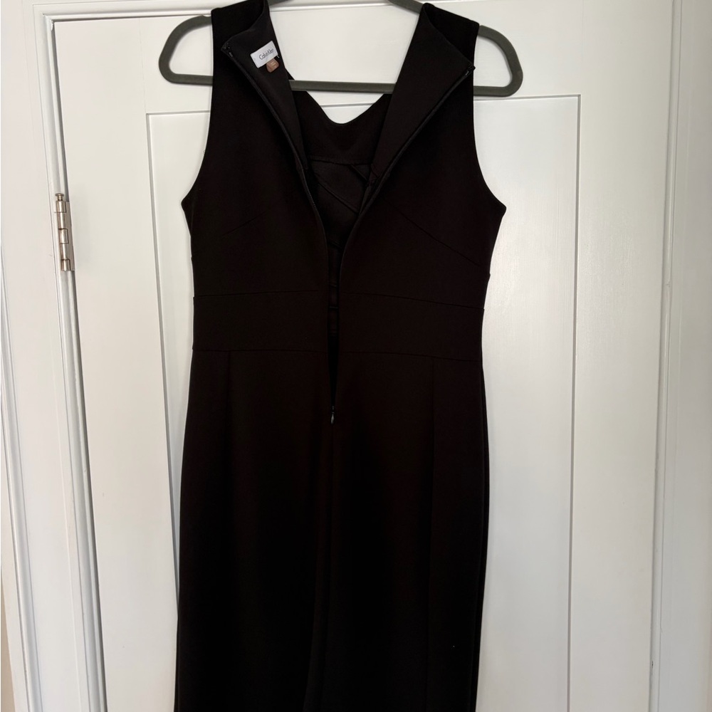 Calvin Klein Black Sleeveless Sheath Dress Size 10 Elegant Career Cocktail